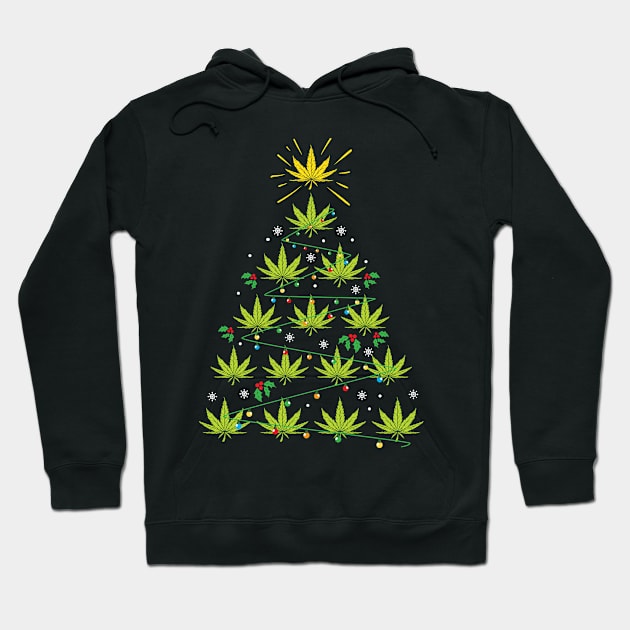 Xmas Cannabis Leaf Tree Funny Holiday Gift Hoodie by Hasibit